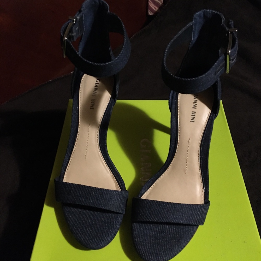 Ankle Strap Dark denim high heel sandal